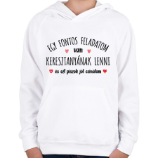 PRINTFASHION Egy fontos feladatom van - keresztanya - Gyerek kapucnis pulóver - Fehér gyerek pulóver, kardigán