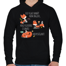 PRINTFASHION Egy igazi barát - Férfi kapucnis pulóver - Fekete férfi pulóver, kardigán