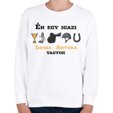 PRINTFASHION Egy igazi lovas anyuka - Gyerek pulóver - Fehér