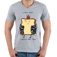 PRINTFASHION Egy kemény szendvics - Férfi V-nyakú póló - Sport szürke férfi póló