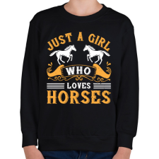 PRINTFASHION Egy lány aki szereti a lovakat - Gyerek pulóver - Fekete gyerek pulóver, kardigán