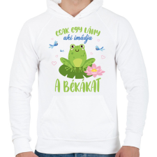 PRINTFASHION Egy lány - Béka - Férfi kapucnis pulóver - Fehér férfi pulóver, kardigán