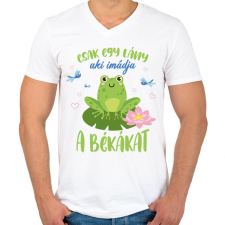 PRINTFASHION Egy lány - Béka - Férfi V-nyakú póló - Fehér férfi póló