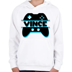 PRINTFASHION Egyedi neves gamer logo - Gyerek kapucnis pulóver - Fehér
