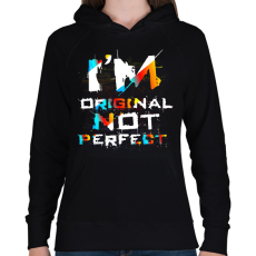 PRINTFASHION Egyedi vagyok, nem tökéletes - Női kapucnis pulóver - Fekete