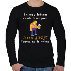 PRINTFASHION egyhéten három napon iszom sört - Férfi hosszú ujjú póló - Fekete