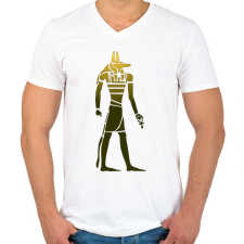 PRINTFASHION Egyiptomi isten - Férfi V-nyakú póló - Fehér férfi póló