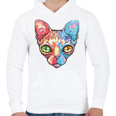 PRINTFASHION Egyiptomi macska vízfesték - Férfi kapucnis pulóver - Fehér