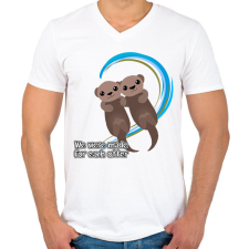 PRINTFASHION Egymásnak lettünk teremtve - vidra - Férfi V-nyakú póló - Fehér férfi póló