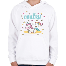 PRINTFASHION Egyszarvú - Gyerek kapucnis pulóver - Fehér