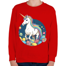 PRINTFASHION Egyszarvú húsvéti tojásokkal - Gyerek pulóver - Piros