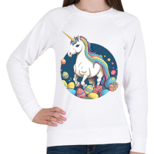 PRINTFASHION Egyszarvú húsvéti tojásokkal - Női pulóver - Fehér női pulóver, kardigán
