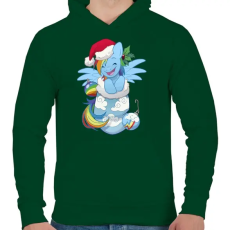 PRINTFASHION Egyszarvú karácsony - Férfi kapucnis pulóver - Sötétzöld