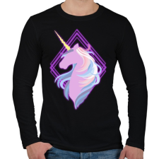 PRINTFASHION Egyszarvú neon - Férfi hosszú ujjú póló - Fekete férfi póló