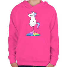 PRINTFASHION Egyszarvú puki - Gyerek kapucnis pulóver - Fukszia gyerek pulóver, kardigán