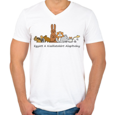 PRINTFASHION Együtt A Kisállatokért Alapítvány - Férfi V-nyakú póló - Fehér