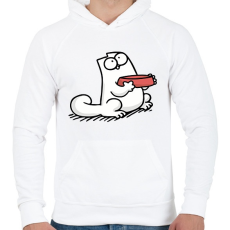 PRINTFASHION Éhes cica - Férfi kapucnis pulóver - Fehér