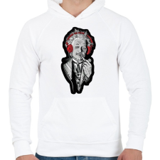 PRINTFASHION Einstein - Férfi kapucnis pulóver - Fehér férfi pulóver, kardigán