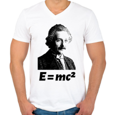 PRINTFASHION Einstein - Férfi V-nyakú póló - Fehér