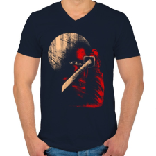 PRINTFASHION Éjféli nindzsa - Férfi V-nyakú póló - Sötétkék férfi póló