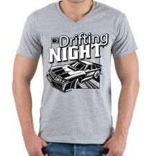 PRINTFASHION Éjszakai dritftelés - Férfi V-nyakú póló - Sport szürke férfi póló