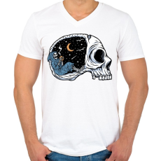 PRINTFASHION Éjszakai kávézás - Férfi V-nyakú póló - Fehér