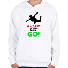 PRINTFASHION Ejtőernyős - Gyerek kapucnis pulóver - Fehér