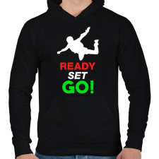 PRINTFASHION Ejtőernyőzés - Férfi kapucnis pulóver - Fekete férfi pulóver, kardigán