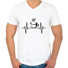 PRINTFASHION Ekg kávé - Férfi V-nyakú póló - Fehér férfi póló