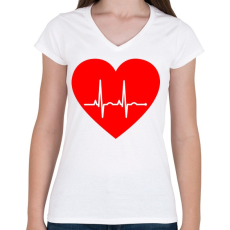 PRINTFASHION Ekg - Női V-nyakú póló - Fehér