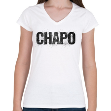 PRINTFASHION El Chapo - Női V-nyakú póló - Fehér női póló