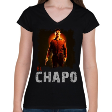 PRINTFASHION el chapo - Női V-nyakú póló - Fekete női póló