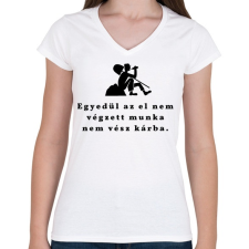 PRINTFASHION el nem végzett munka - Női V-nyakú póló - Fehér női póló