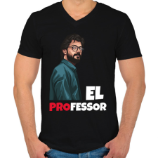 PRINTFASHION El Professor - Férfi V-nyakú póló - Fekete férfi póló