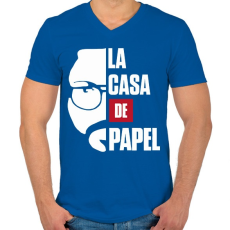 PRINTFASHION El Professor - Férfi V-nyakú póló - Királykék
