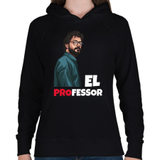 PRINTFASHION El Professor - Női kapucnis pulóver - Fekete női pulóver, kardigán