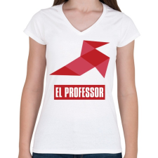 PRINTFASHION El Professor - Női V-nyakú póló - Fehér női póló