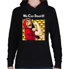 PRINTFASHION El tudjuk lopni! - Női kapucnis pulóver - Fekete