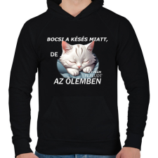 PRINTFASHION elaludt az ölemben - Férfi kapucnis pulóver - Fekete férfi pulóver, kardigán