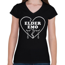 PRINTFASHION Elder emo heart - Női V-nyakú póló - Fekete női póló