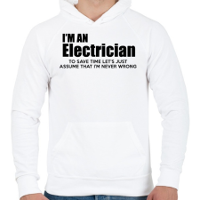 PRINTFASHION ELECTRICIAN - Férfi kapucnis pulóver - Fehér férfi pulóver, kardigán