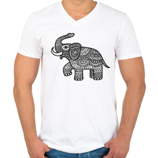 PRINTFASHION Elefánt - fekete - Férfi V-nyakú póló - Fehér