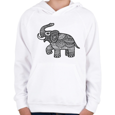 PRINTFASHION Elefánt - fekete - Gyerek kapucnis pulóver - Fehér