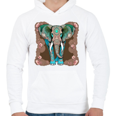 PRINTFASHION Elefánt - Férfi kapucnis pulóver - Fehér