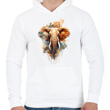 PRINTFASHION Elefánt  - Férfi kapucnis pulóver - Fehér férfi pulóver, kardigán
