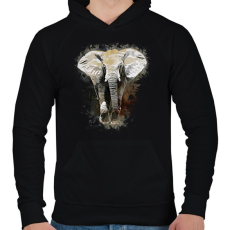 PRINTFASHION elefánt - Férfi kapucnis pulóver - Fekete