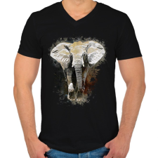 PRINTFASHION elefánt - Férfi V-nyakú póló - Fekete férfi póló