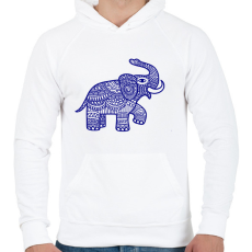 PRINTFASHION Elefánt - kék - Férfi kapucnis pulóver - Fehér