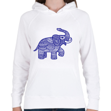 PRINTFASHION Elefánt - kék - Női kapucnis pulóver - Fehér női pulóver, kardigán