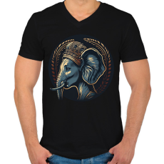 PRINTFASHION Elefánt királynő - Férfi V-nyakú póló - Fekete